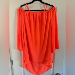 Gianni Bini Neon Orange Off-Shoulder Dress